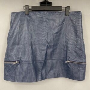 Lovers‎ + Friends Blue Snakeskin Mini Skirt Gold Zipper Detail Women's XL Mob